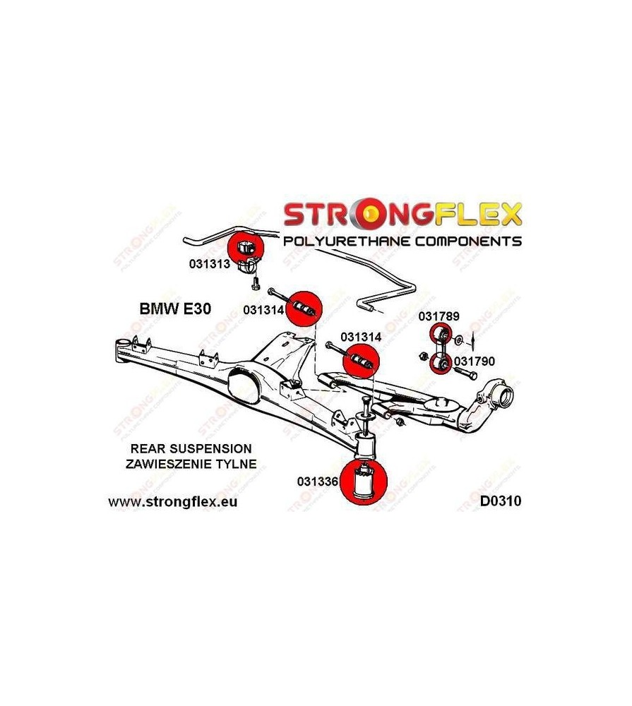Rear anti roll bar link to arm bush BMW 3 E30 E36 E36 Compact BMW 5 E28